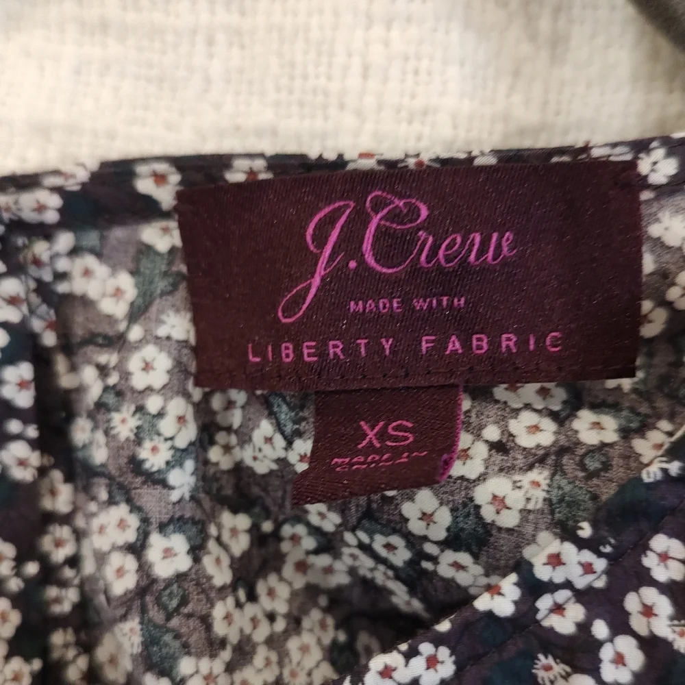 J. Crew Liberty Fabric Misti Valeria Floral Top Purple White Black Smock…